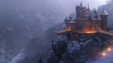 Premium Photo | Castle in mountain snow landscape in winter Resplendent