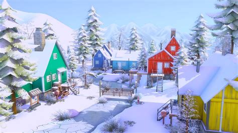 Winter Village The Sims 4 Speed Build With Ambient Sound No