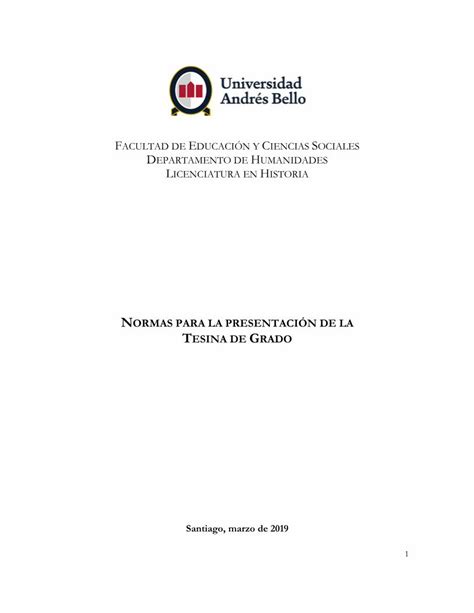 Pdf Normas Para La Presentaci N De La Tesina De