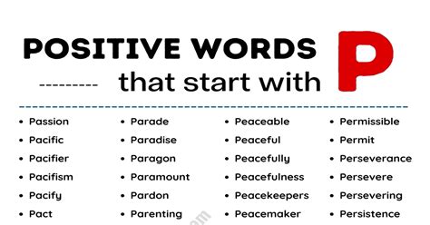 Positive Nouns That Start With P Archives Esl Forums