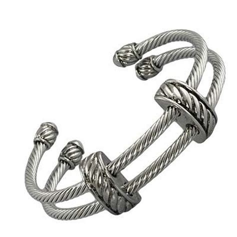 Designer`s Touch Double Cuff Bracelet Twisted Rope Cable Vintage Style