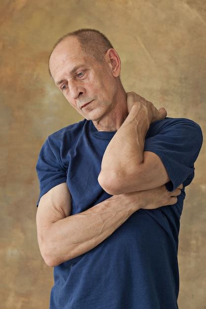 Free Photo Worried Mature Man Touching His Head