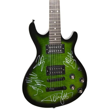 Motley Crue Band Signed Schecter Blackened Green Mojave Custom Classic