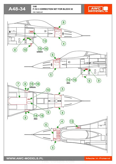 F-16C Correction set for the Block 52 AWC-Models A48-34 1:48