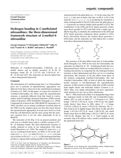 (PDF) Hydrogen bonding in C-methylated nitroanilines: the three ...