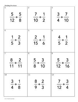 Adding Subtracting Multiplying And Dividing Fractions Activity