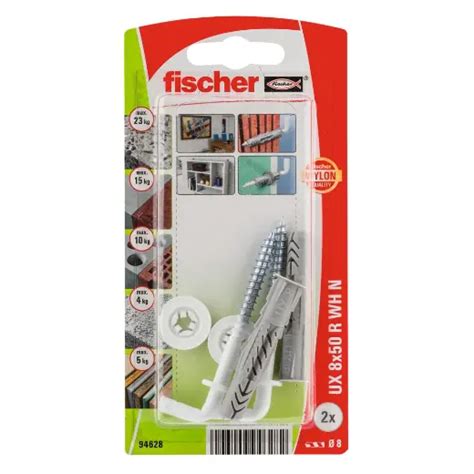 Taco Universal Fischer UX 8 X 50 WH N K Con Reborde Y Alcayata