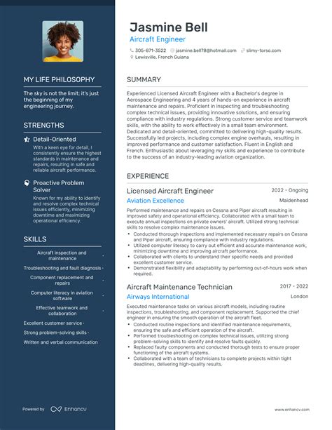 Successful Aircraft Engineer Resume Examples And Writing Tips For