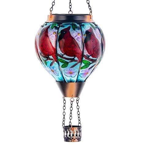 Cardinal Hot Air Balloon Solar Lantern Hanging Solar Lanterns Outdoor With Flickering Flame