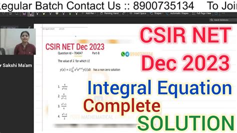 Csir Net December Integral Equation Complete Solution Csir Net