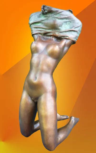 Erotic Bronze Nude Girl Art Deco Female Stripper Naked Figure Statue