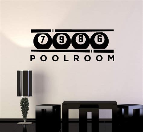 Vinyl Wall Decal Poolroom Billiard Club Decor Balls Cue Stickers Mural