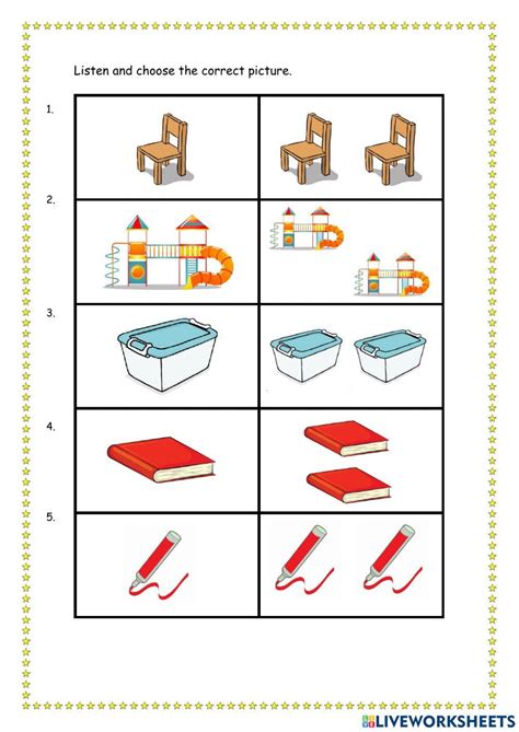 school objects  exercise  kinder  worksheets