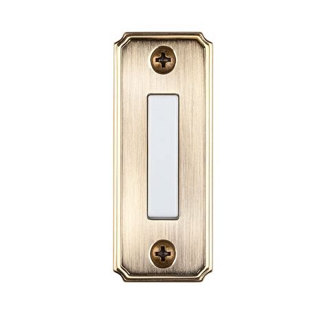 Hampton Bay Wired Lighted Door Bell Push Button Aged Brass The Home Depot Canada