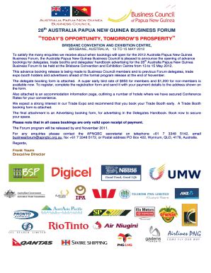 Fillable Online 28th AUSTRALIA PAPUA NEW GUINEA BUSINESS FORUM Fax