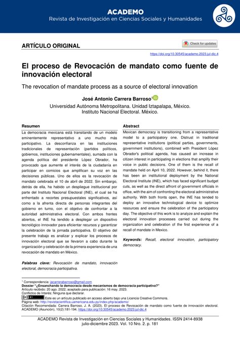 PDF El proceso de Revocación de mandato como fuente de innovación