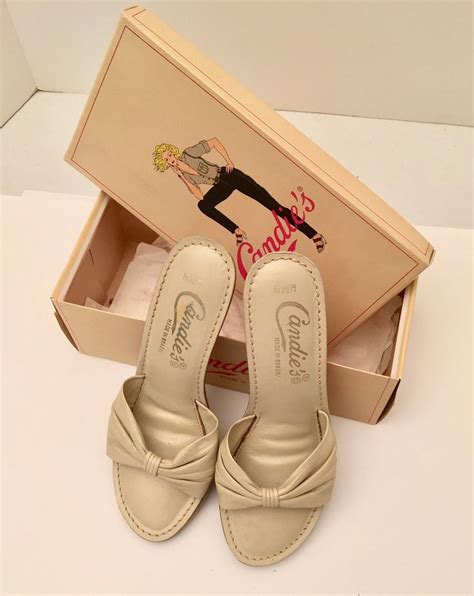 Vintage Women S Candie S Cork Heeled Shoes C1970 W Box Etsy Cork Heels Vintage Ladies