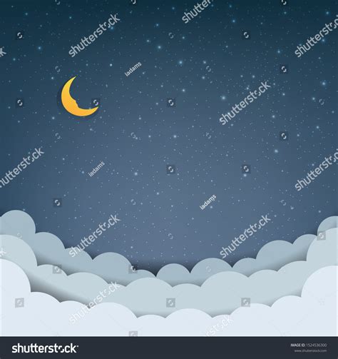 Cartoon Sky Stars Clouds Gradient Mesh Stock Vector (Royalty Free ...