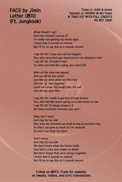 BTS Translations Bangtansubs on Twitter KOR ENG LYRICS Letter 편지