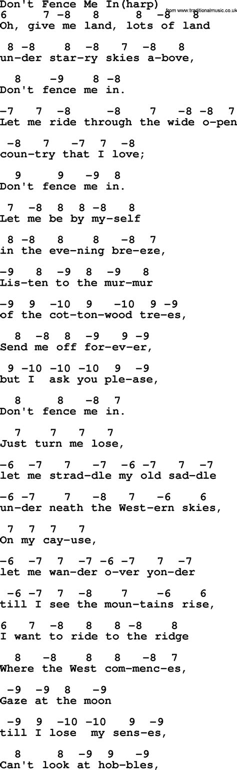 Don T Fence Me In Harp Bluegrass Lyrics With Chords