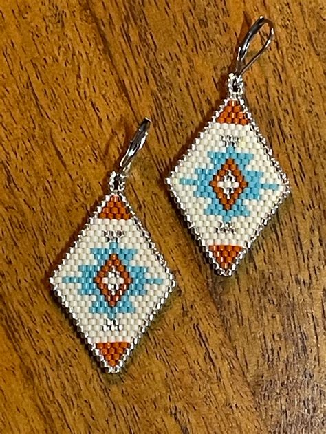 Native Beaded Diamond Earrings Etsy