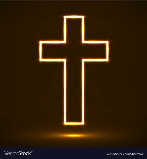 Glowing cross christian symbol Royalty Free Vector Image