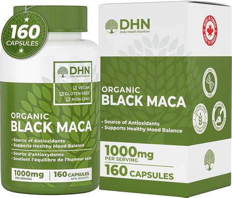 New 160 Organic Black Maca Root Powder Capsules Energy Performance