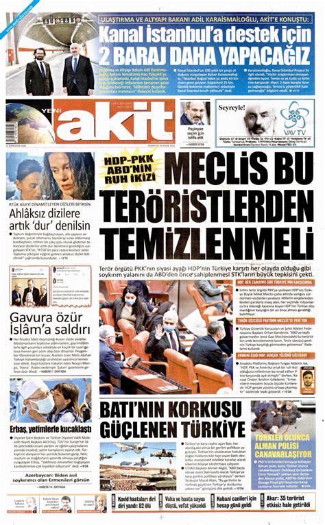 Yeni Akit Gazetesi Nisan Pazartesi