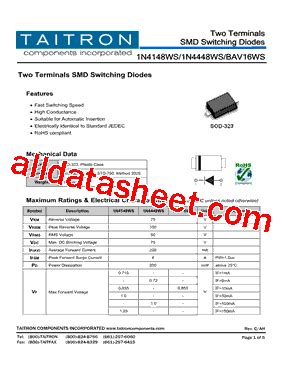 1N4148WS Datasheet PDF TAITRON Components Incorporated