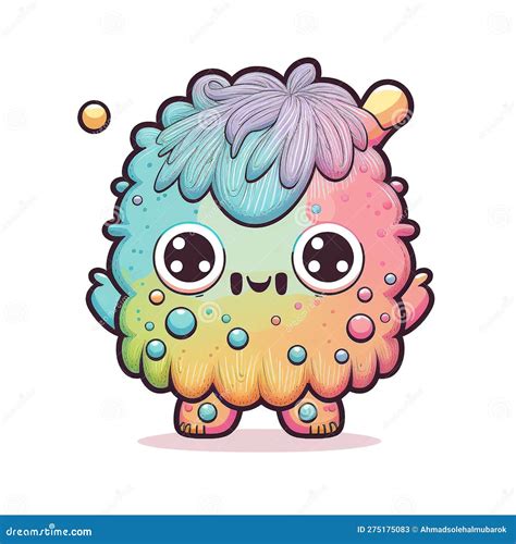 Cute Monster Kawaii Pastel Color Created With Ai Tools Stock