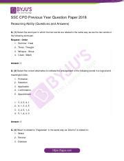 Reasoning Ssc Cpo Previous Year Question Paper Pdf Ssc Cpo