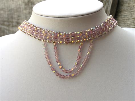 Beadwork Necklace Purple Choker Choker Necklace Formal