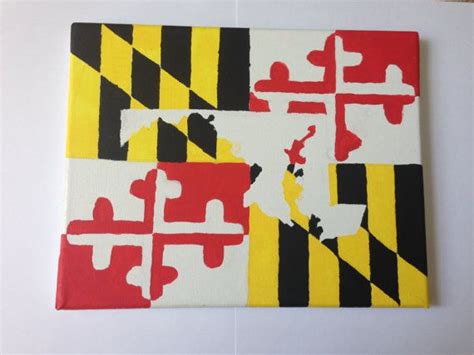 Maryland State Flag W Md Shape Canvas Acrylic Etsy Delta Zeta