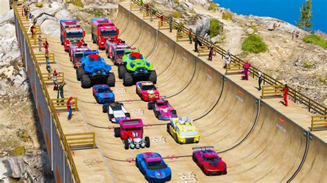 Gta V New Super Epic Mega Ramp Challenge Heroes And Sport Cars Youtube