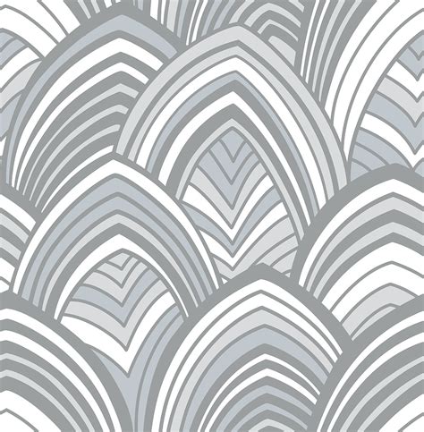 Cabarita Grey Art Deco Flocked Leaves Wallpaper Wallpaper And Borders