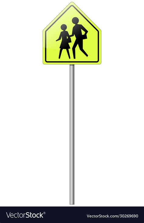 Road sign template school crossing Royalty Free Vector Image