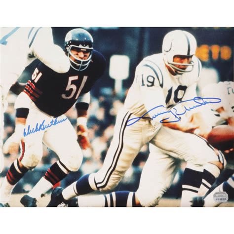 Dick Butkus And Johnny Unitas Signed 11x14 Photo Mounted Memories