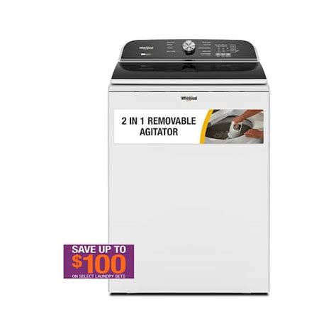 Whirlpool 5.2- 5.3 cu.ft. Top Load Washer in White with Removable Agitator WTW6157PW - The Home ...