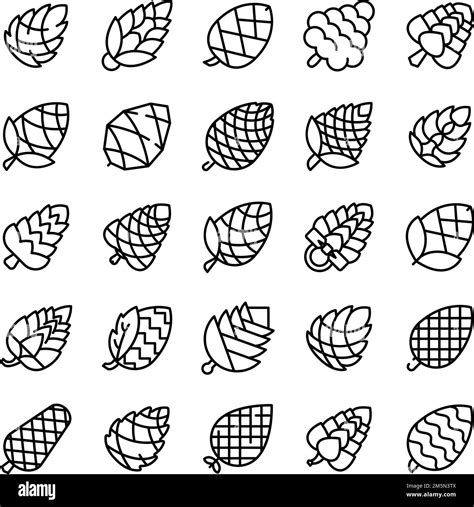 Pine Cone Icons Set Outline Set Of Pine Cone Vector Icons For Web