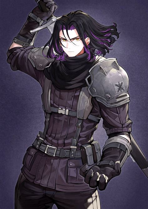 Safebooru 1boy Arm Up Armor Bangs Belt Black Gloves Black Hair Black Jacket Black Pants Closed