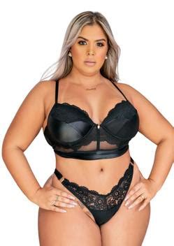 Lingerie Rendada Sutiã Bojo Plus Size Aro Cirre Garota V Conjunto