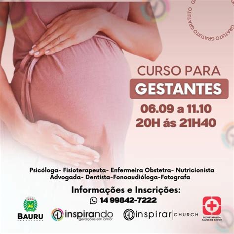 Curso para Gestantes segue inscrições abertas Prefeitura