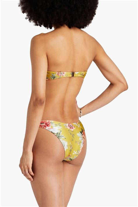 Zimmermann Chain Embellished Floral Print Low Rise Bikini Briefs The