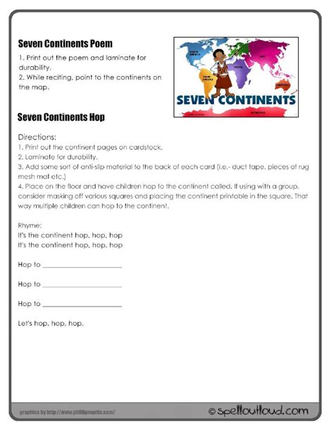 Pdf Seven Continents Poem 1 Print Out The Poem And