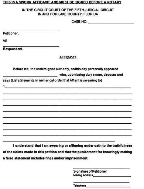 Free Affidavit Form Template Mous Syusa