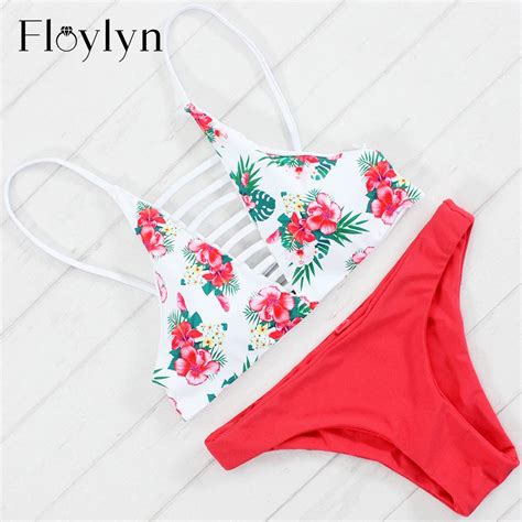 Sexy Bikini Women Swimsuit Floral Bathing Suit Bandage Brazilian