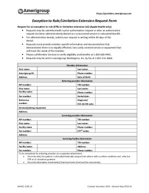 Fillable Online Exception To Rule Limitation Extension Request Form Fax