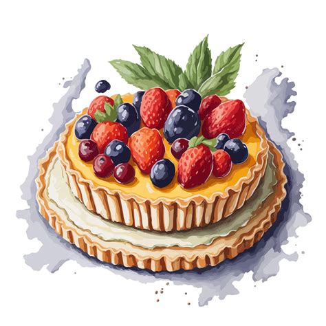 Premium Vector Watercolor Vector Neenish Tart Pastry Clipart Editable