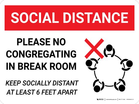 Social Distance Please No Congregating In Break Room With Icon