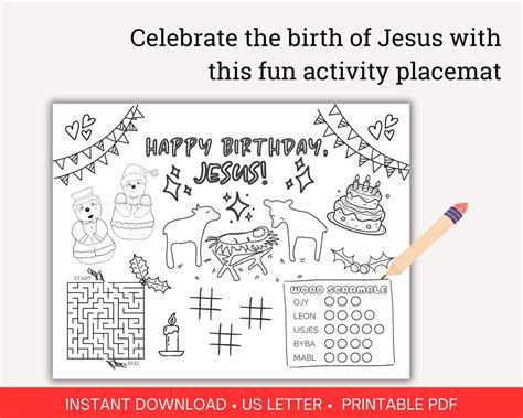 Happy Birthday Jesus Activity Sheet Printable Jesus Printable Craft